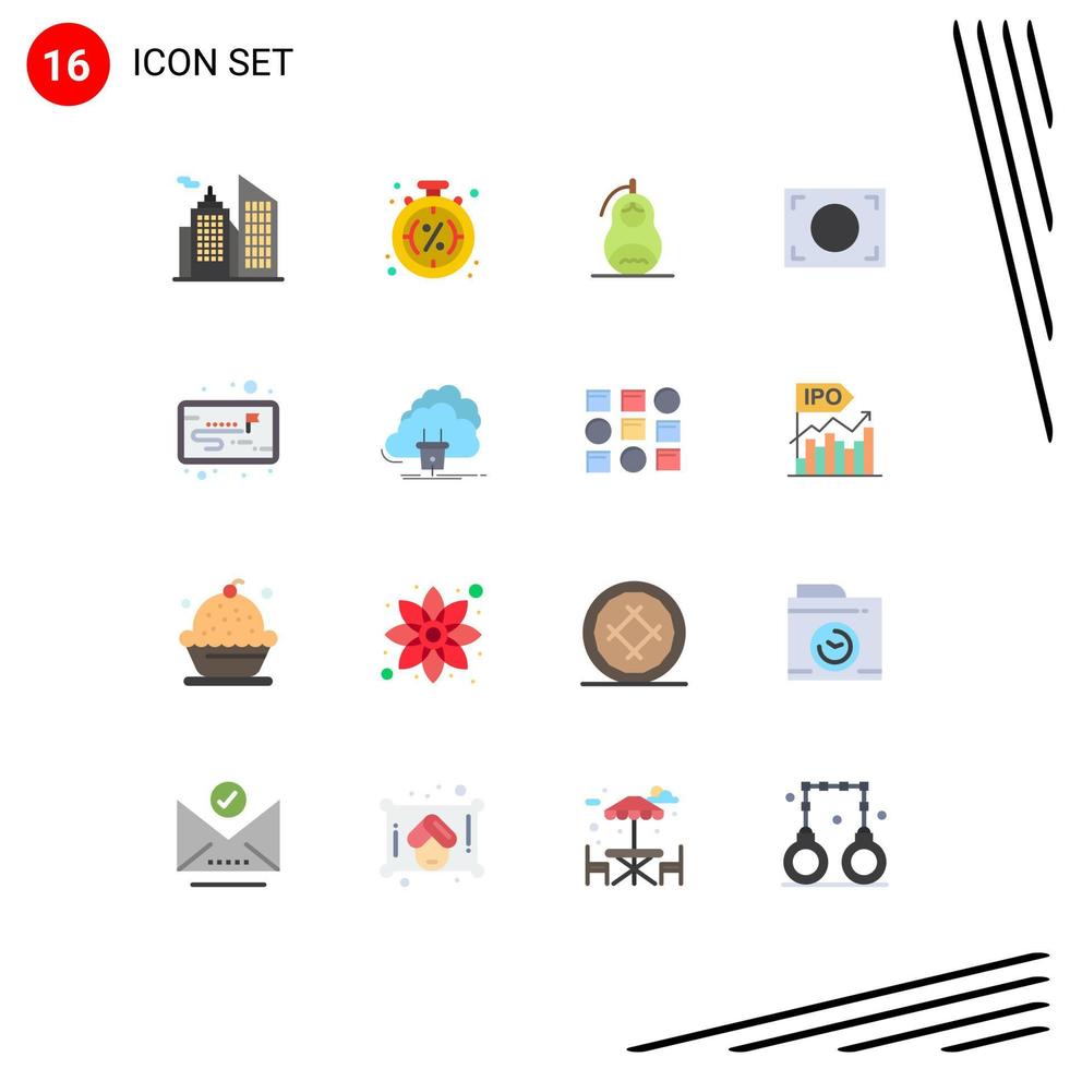 Pictogram Set of 16 Simple Flat Colors of strategy photo fraud frame russia Editable Pack of Creative Vector Design Elements