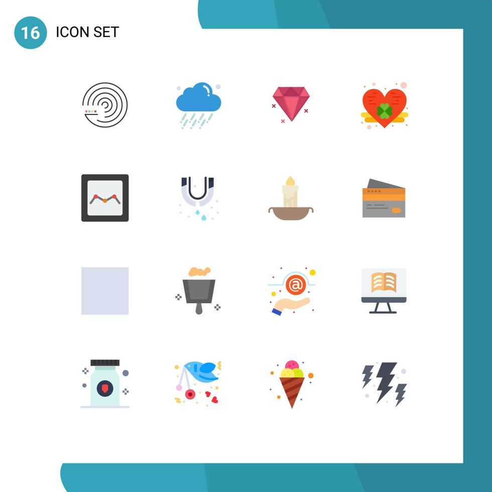 conjunto de 16 iconos de interfaz de usuario modernos signos de símbolos para gráfico mecánico gráfico de diamantes paquete editable de san patricio de elementos creativos de diseño de vectores