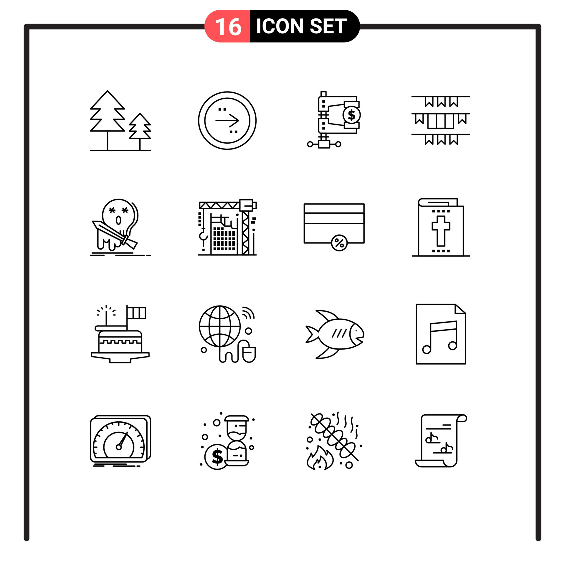 16-user-interface-outline-pack-of-modern-signs-and-symbols-of-irish
