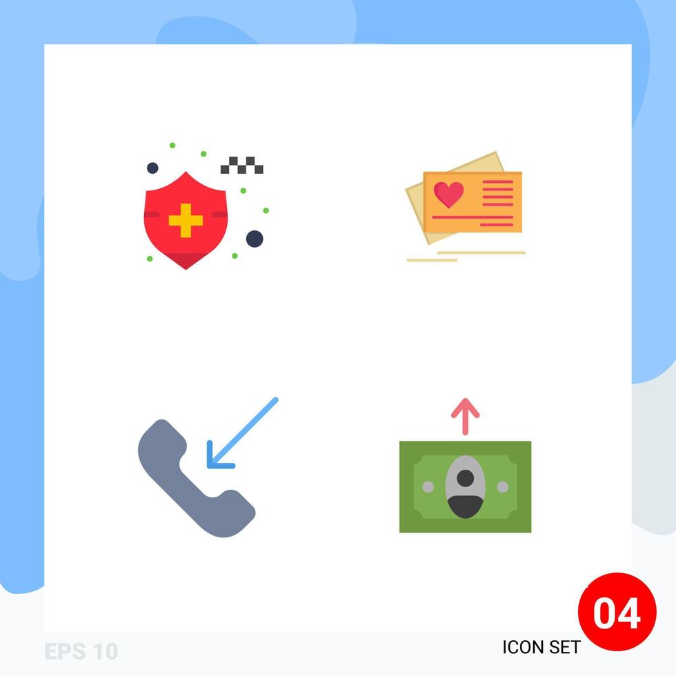 4 Thematic Vector Flat Icons and Editable Symbols of auto insurance outgoing card wedding cash Editable Vector Design Elements