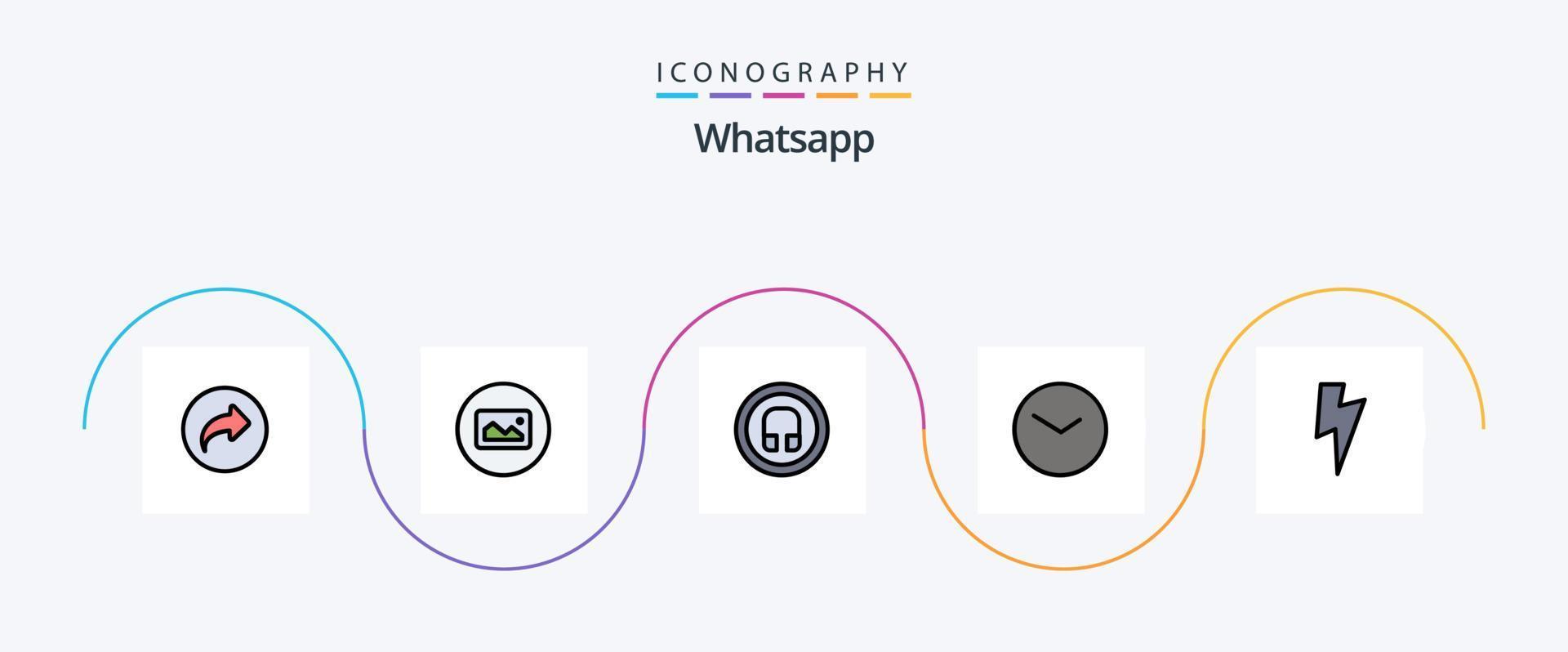 Whatsapp Line Filled Flat 5 Icon Pack Including basic. clock. earphone. time. basic vector