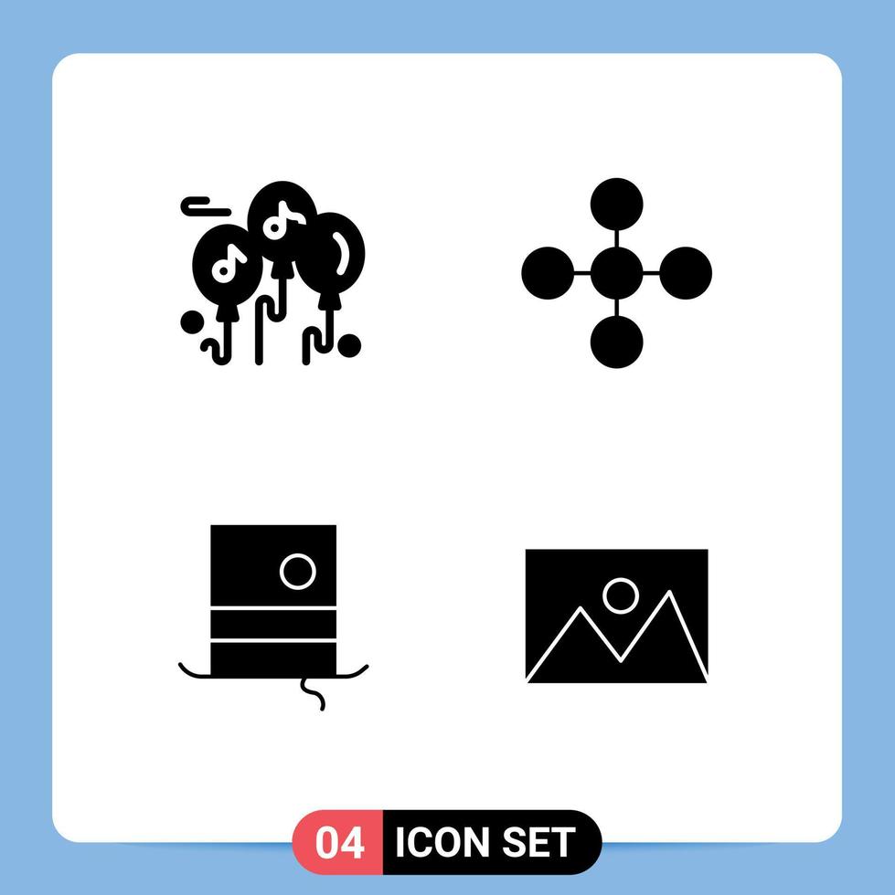 4 User Interface Solid Glyph Pack of modern Signs and Symbols of balloon hipster central share appliances Editable Vector Design Elements
