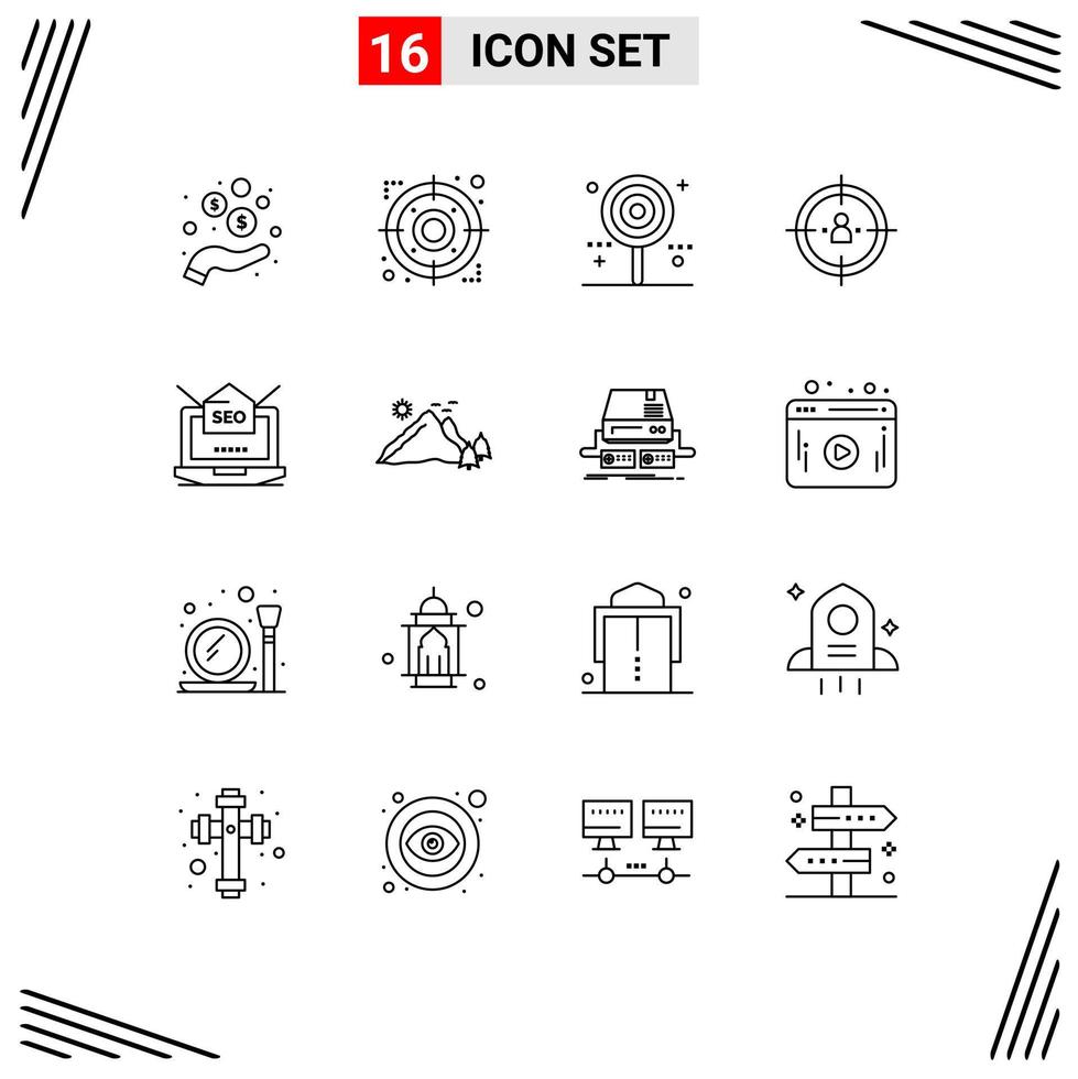 Universal Icon Symbols Group of 16 Modern Outlines of strategy people candy management sweet Editable Vector Design Elements