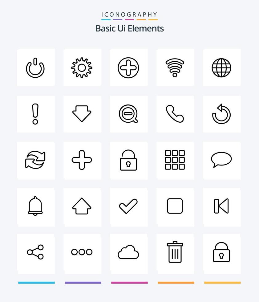 Creative Basic Ui Elements 25 OutLine icon pack  Such As ineternet. globe. sign. world. servics vector