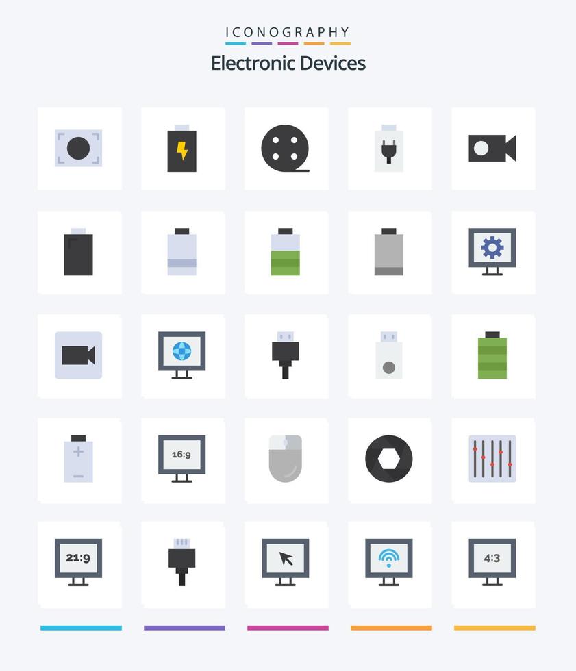 Creative Devices 25 Flat icon pack  Such As record. watch. video. tv. control vector