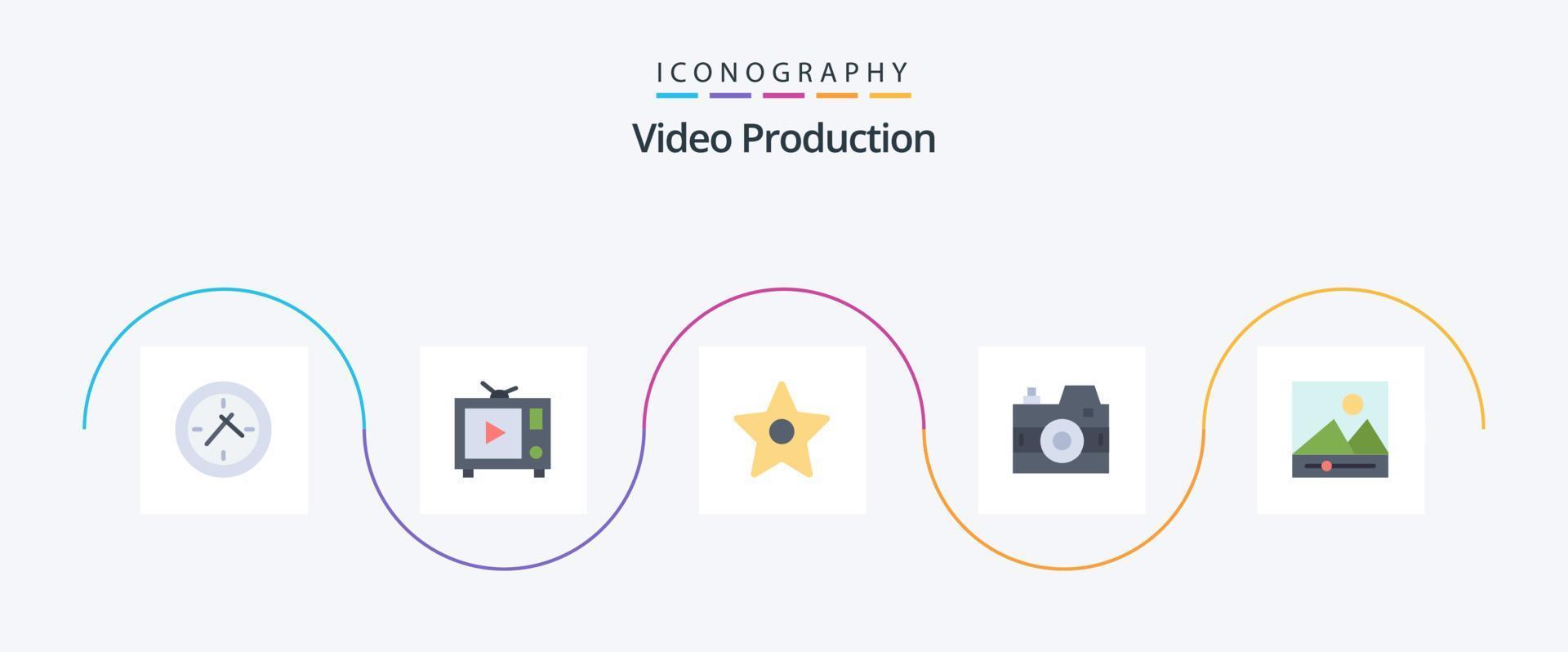 paquete de iconos planos de producción de video 5 que incluye . fotos estrella. medios de comunicación. fotografía vector