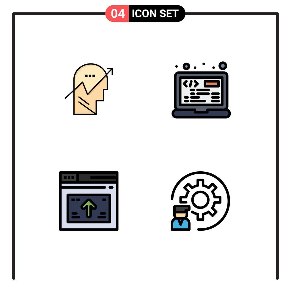 Stock Vector Icon Pack of 4 Line Signs and Symbols for arrow internet knowledge laptop web Editable Vector Design Elements