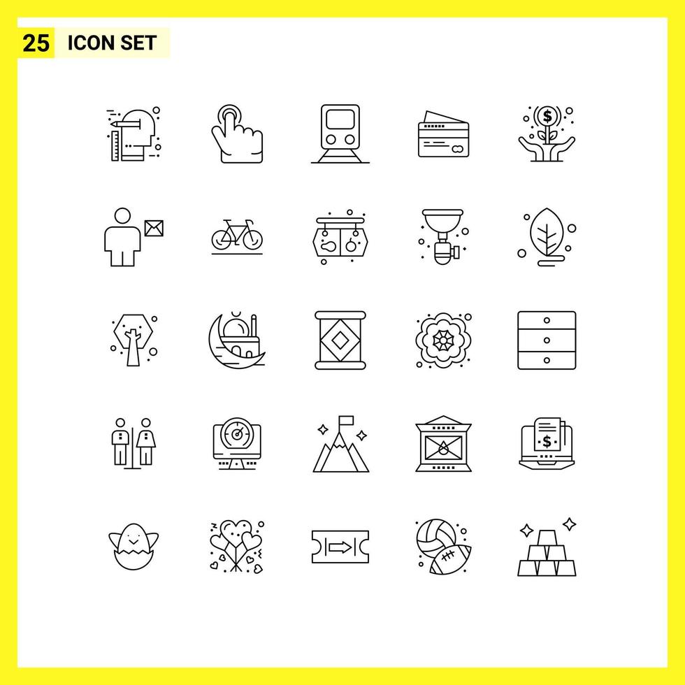 25 Creative Icons Modern Signs and Symbols of expand payment rail credit travel Editable Vector Design Elements