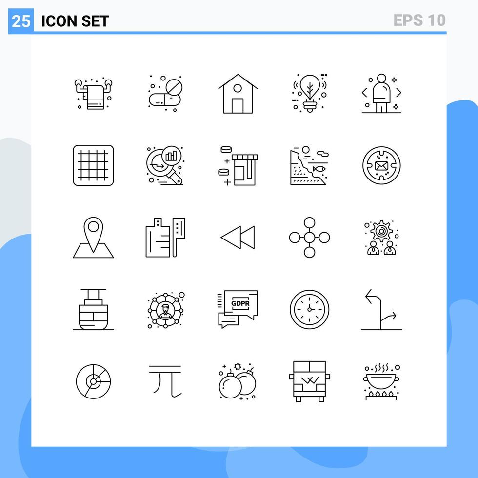 Modern Set of 25 Lines Pictograph of compare lighting tablet light bulb Editable Vector Design Elements