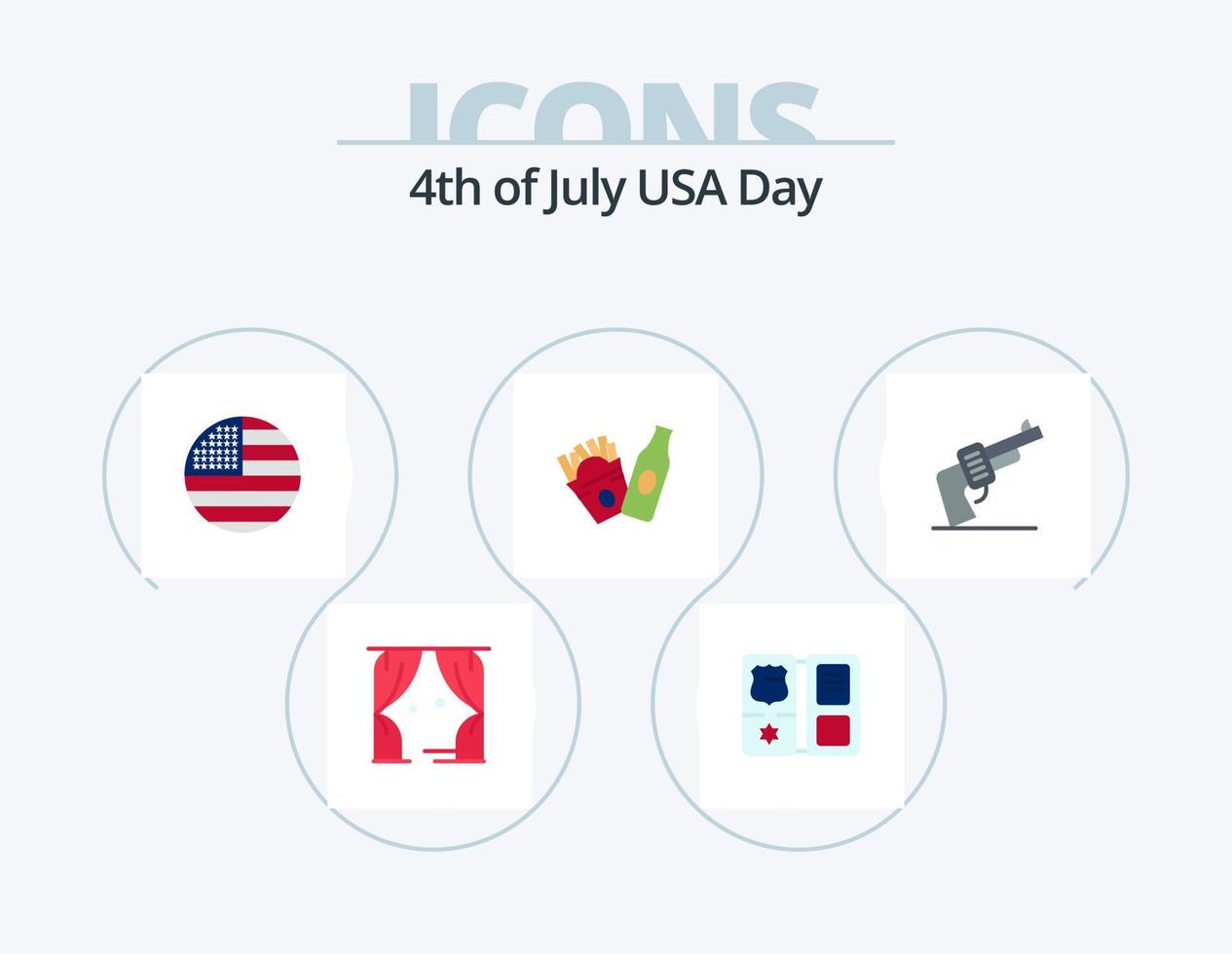 Usa Flat Icon Pack 5 Icon Design. weapon. gun. american. american. bottle vector