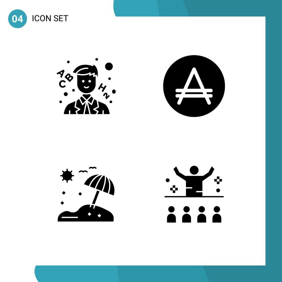 Stock Vector Icon Pack of 4 Line Signs and Symbols for learn vacation america country conference Editable Vector Design Elements