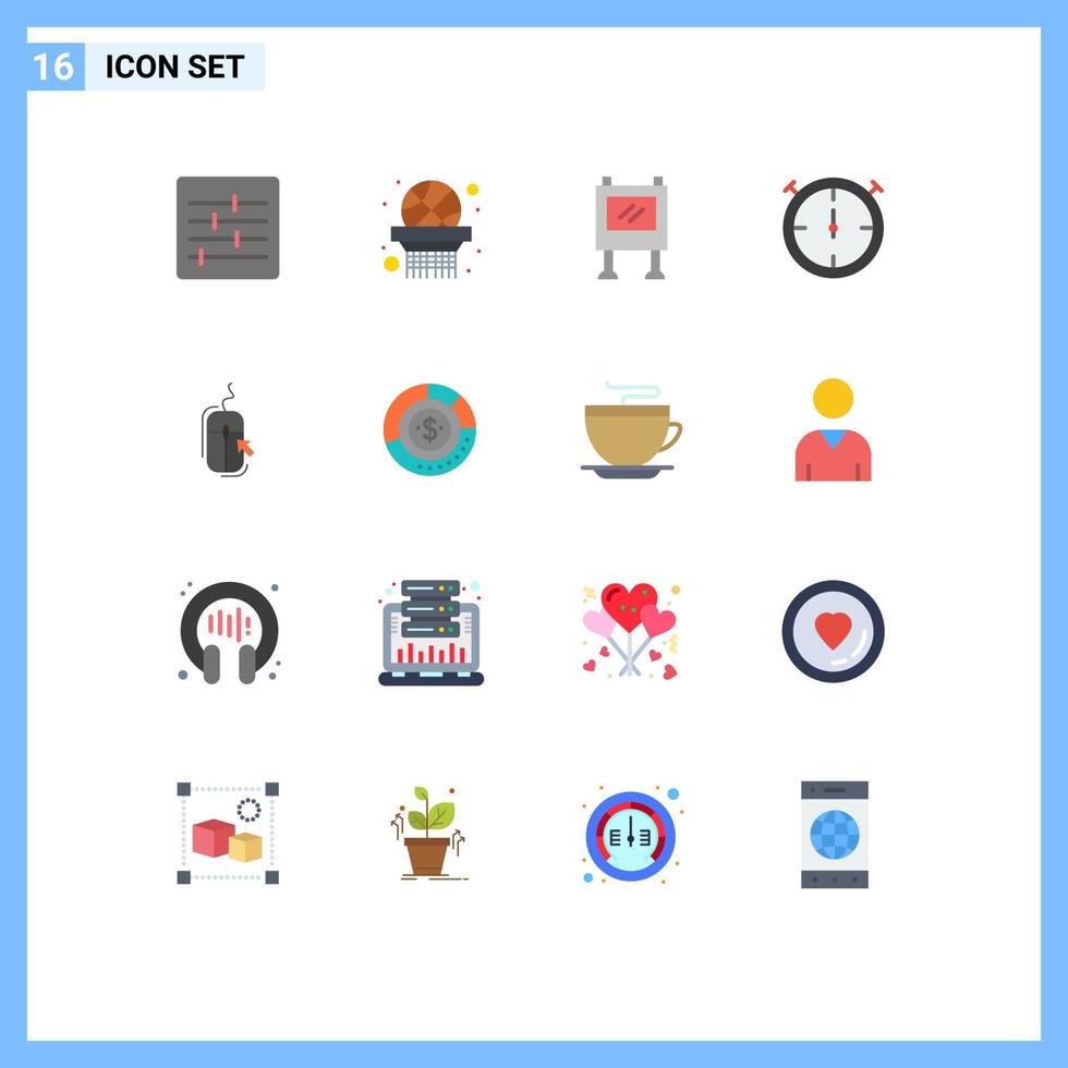 Set of 16 Modern UI Icons Symbols Signs for diagram online billboard internet mouse Editable Pack of Creative Vector Design Elements