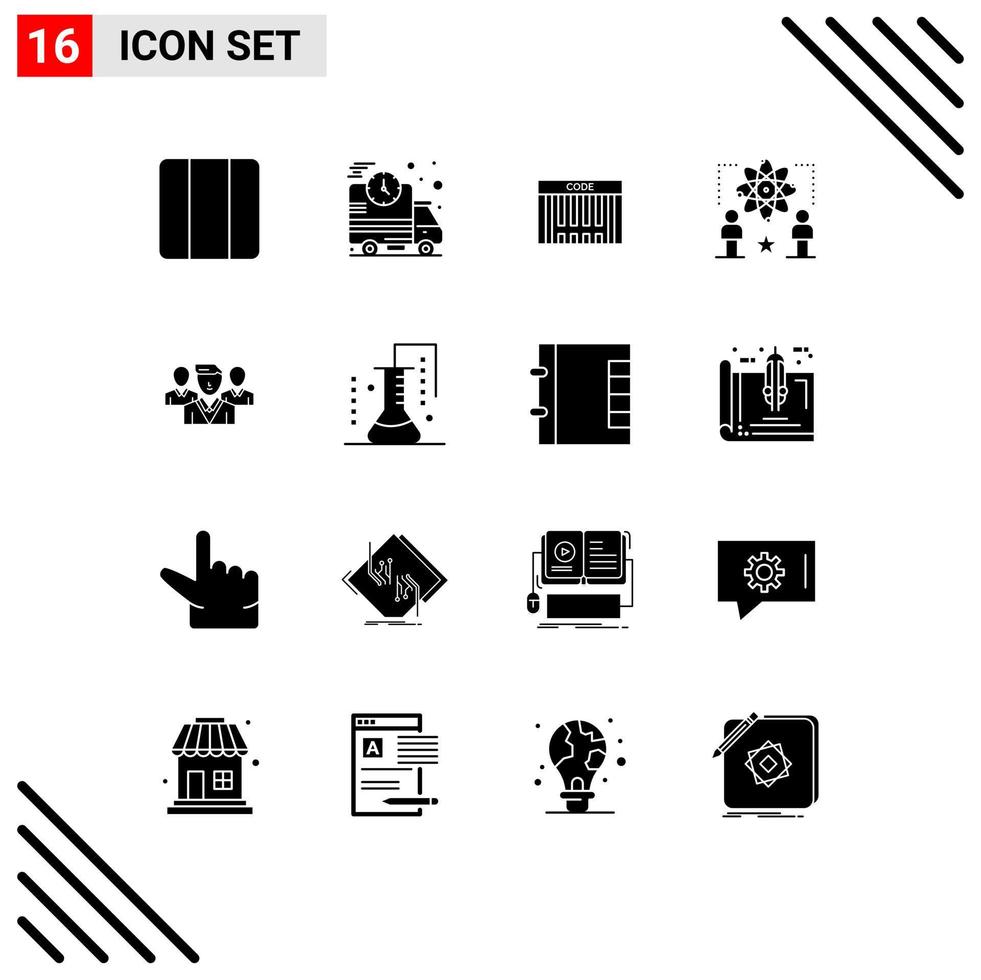 16 Solid Glyph concept for Websites Mobile and Apps staff man bar star user Editable Vector Design Elements