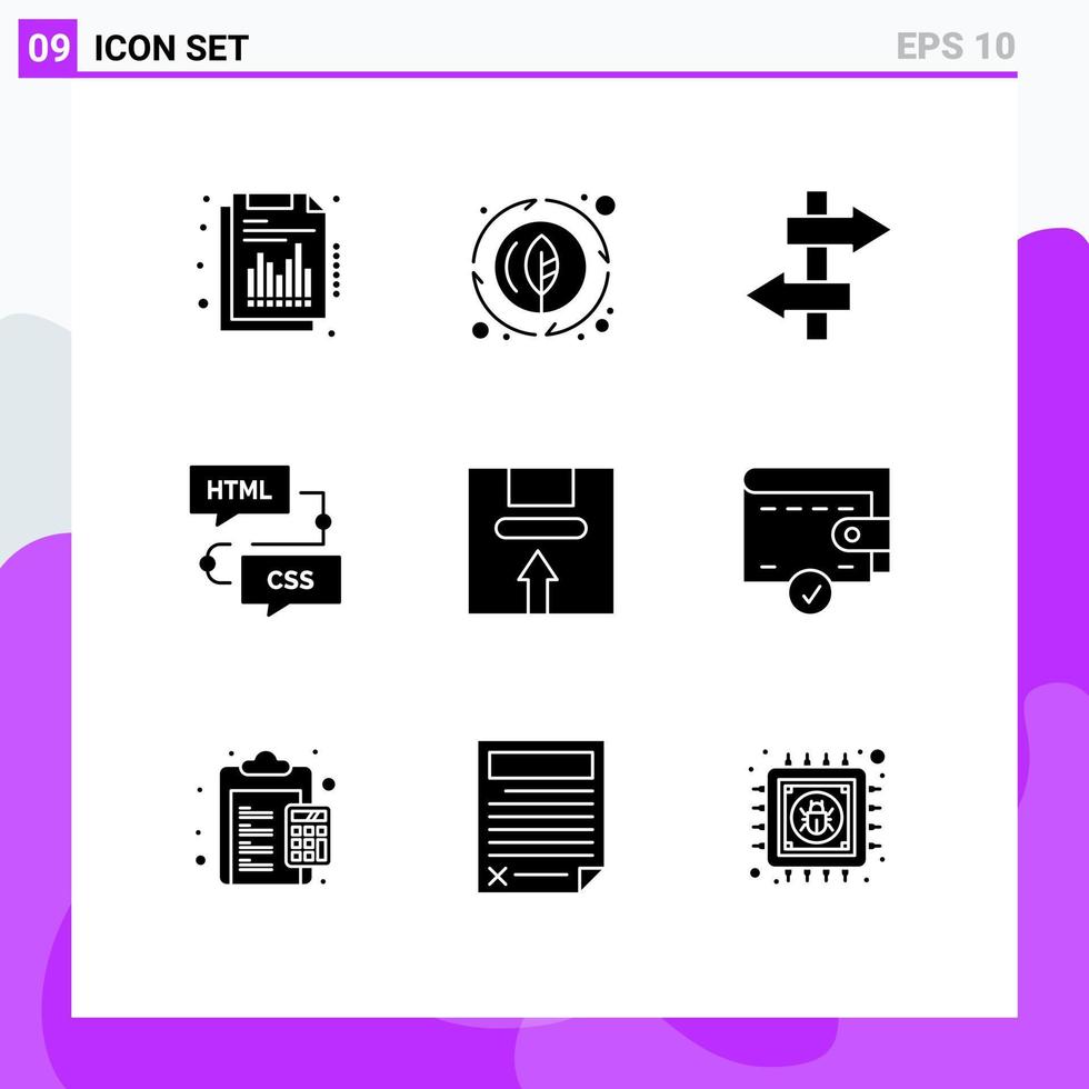 Solid Glyph Pack of 9 Universal Symbols of delivery programming board flowchart develop Editable Vector Design Elements