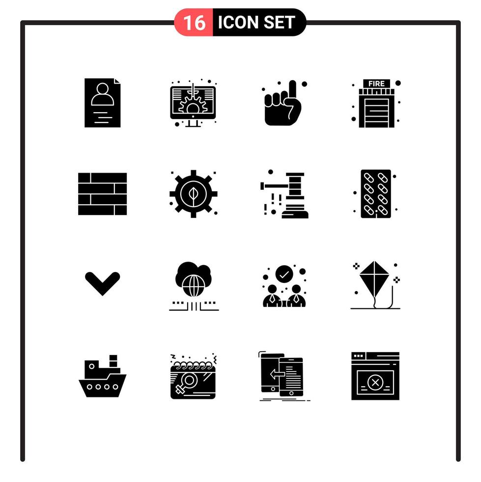 16 Thematic Vector Solid Glyphs and Editable Symbols of development protect pray lock pad home Editable Vector Design Elements