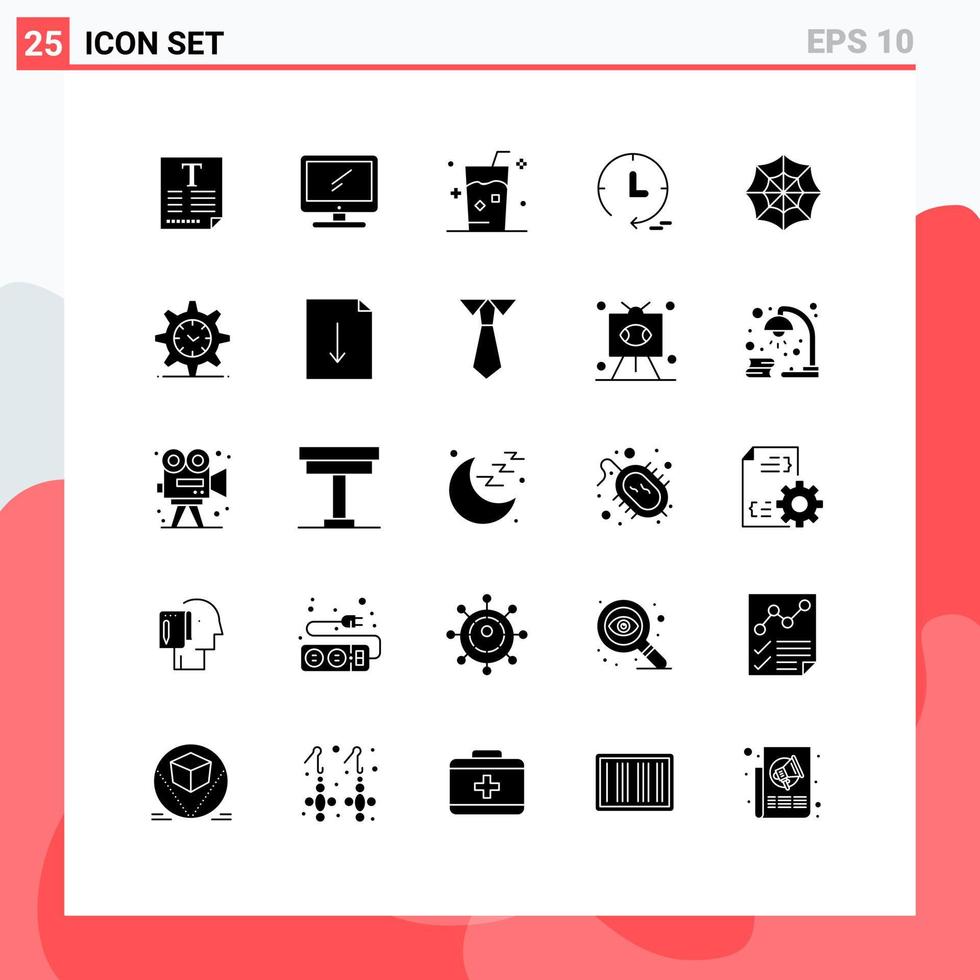 Solid Glyph Pack of 25 Universal Symbols of halloween time pc marketing juice Editable Vector Design Elements
