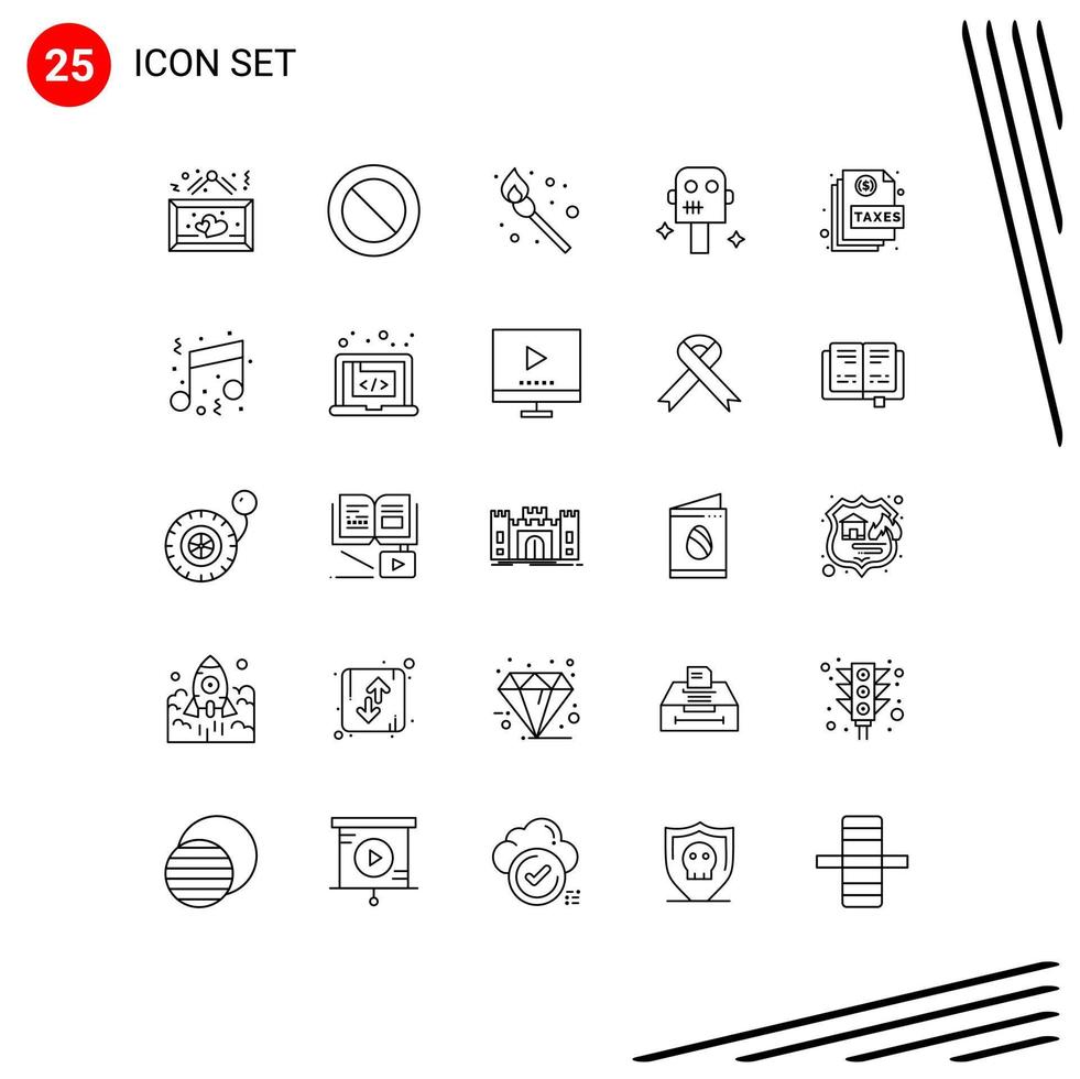 25 Creative Icons Modern Signs and Symbols of page document camping action suit Editable Vector Design Elements