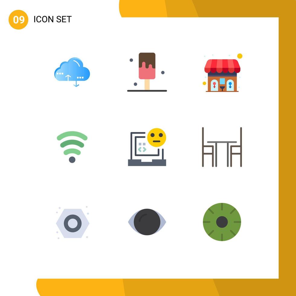 Pictogram Set of 9 Simple Flat Colors of error develop toilet bug signal Editable Vector Design Elements