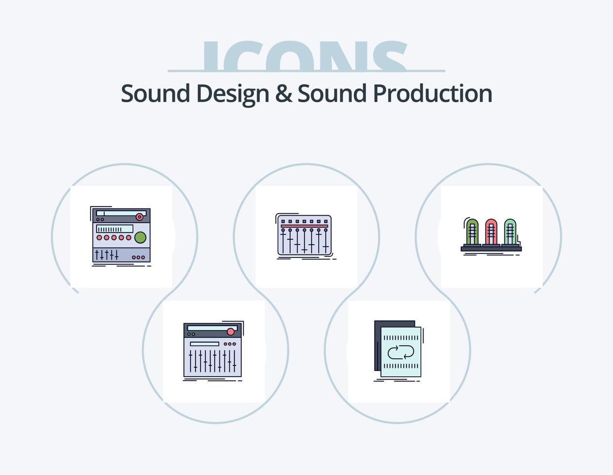 Sound Design And Sound Production Line Filled Icon Pack 5 Icon Design. module. audio. kit. sound. musician vector