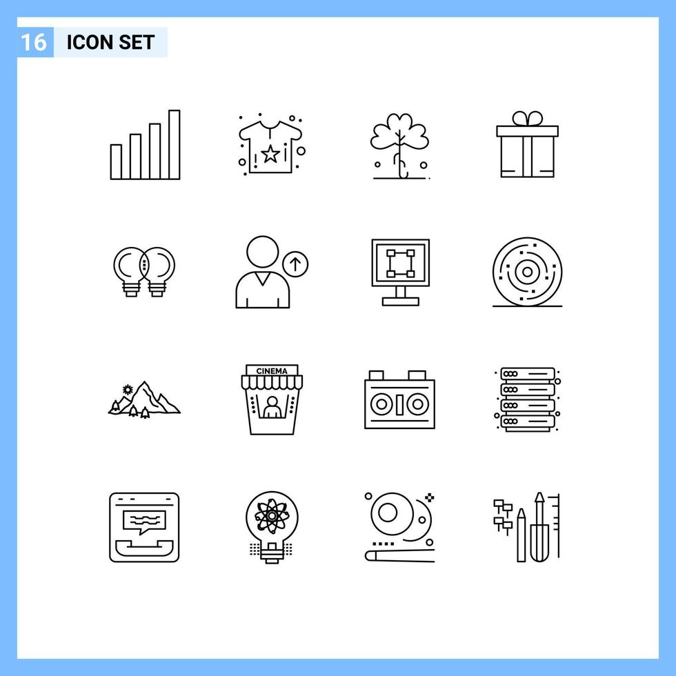 conjunto de 16 iconos modernos de la interfaz de usuario símbolos signos para la innovación comercial trébol planta de comercio electrónico elementos de diseño vectorial editables vector