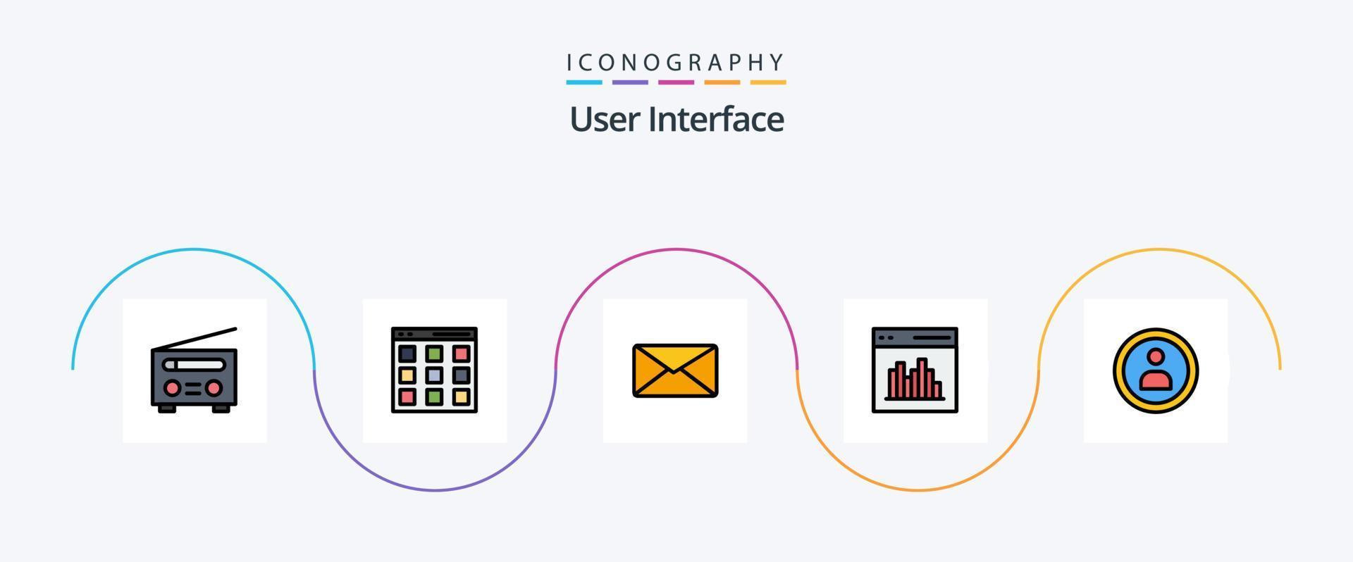 User Interface Line Filled Flat 5 Icon Pack Including interface. coding. user. app. user vector