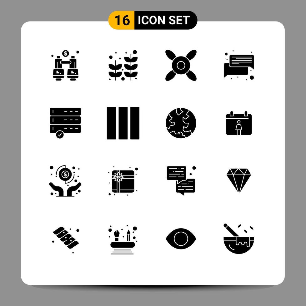 Modern Set of 16 Solid Glyphs Pictograph of column data cooler approve talk Editable Vector Design Elements
