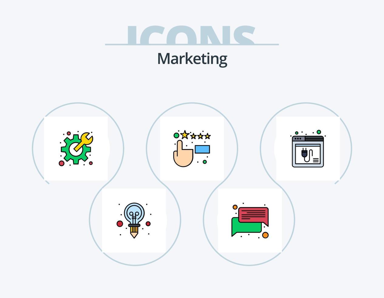 Marketing Line Filled Icon Pack 5 Icon Design. media. ad. customer satisfaction. solution. business vector