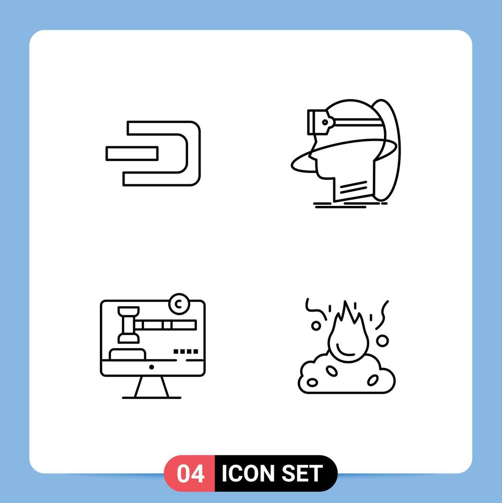 Pack of 4 creative Filledline Flat Colors of dash vr crypto currency reality copyright Editable Vector Design Elements