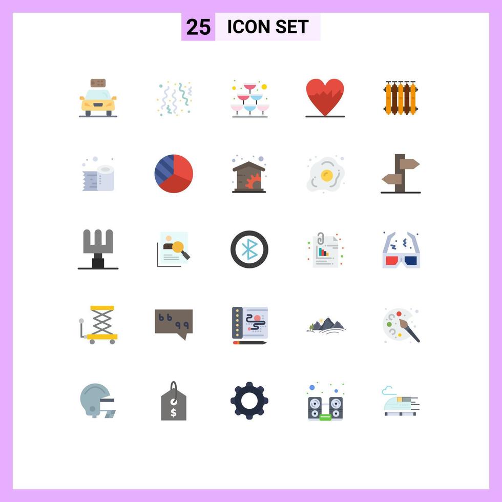 25 Universal Flat Colors Set for Web and Mobile Applications heating pulse party heart party Editable Vector Design Elements
