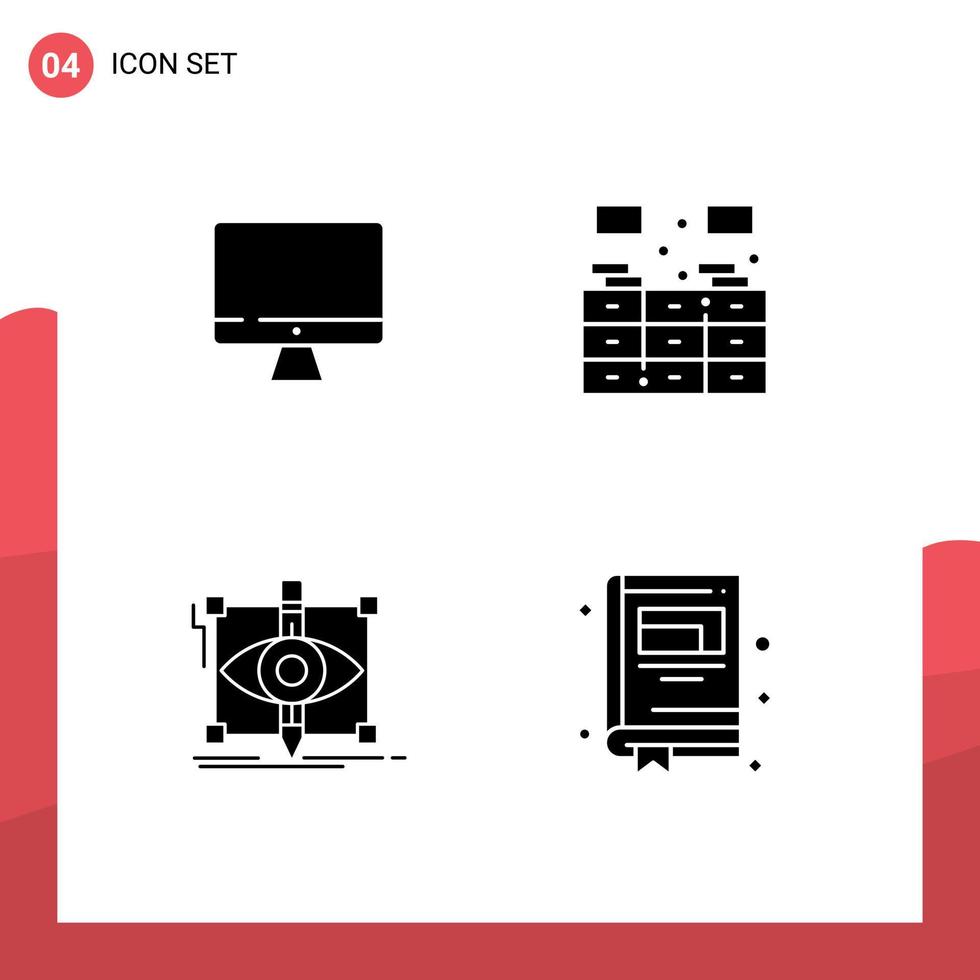 Set of Vector Solid Glyphs on Grid for computer draft hardware cupboard sketching Editable Vector Design Elements