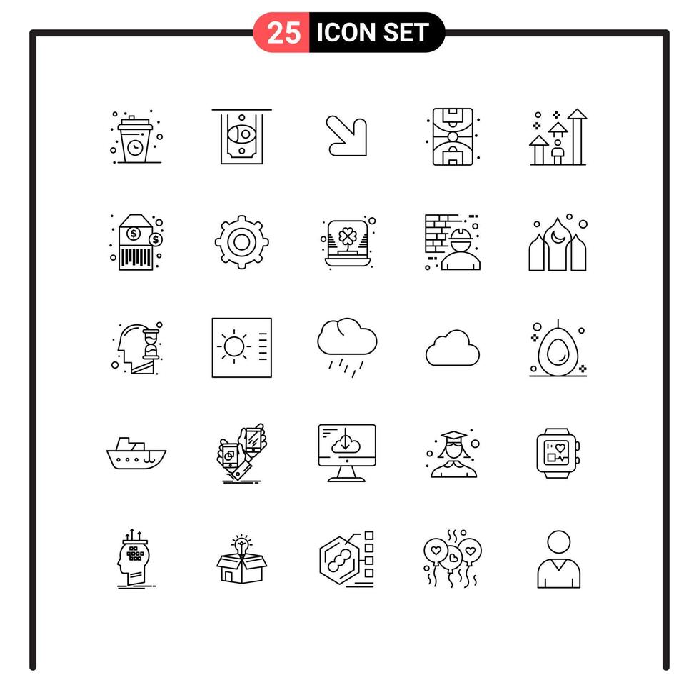 Set of 25 Modern UI Icons Symbols Signs for progress success arrow man life Editable Vector Design Elements