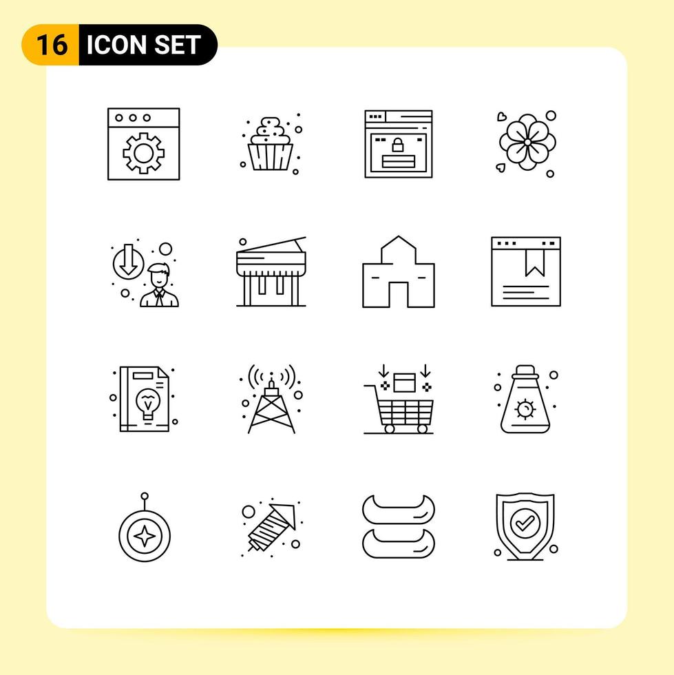 16 Thematic Vector Outlines and Editable Symbols of depose career demotion page summer flower Editable Vector Design Elements