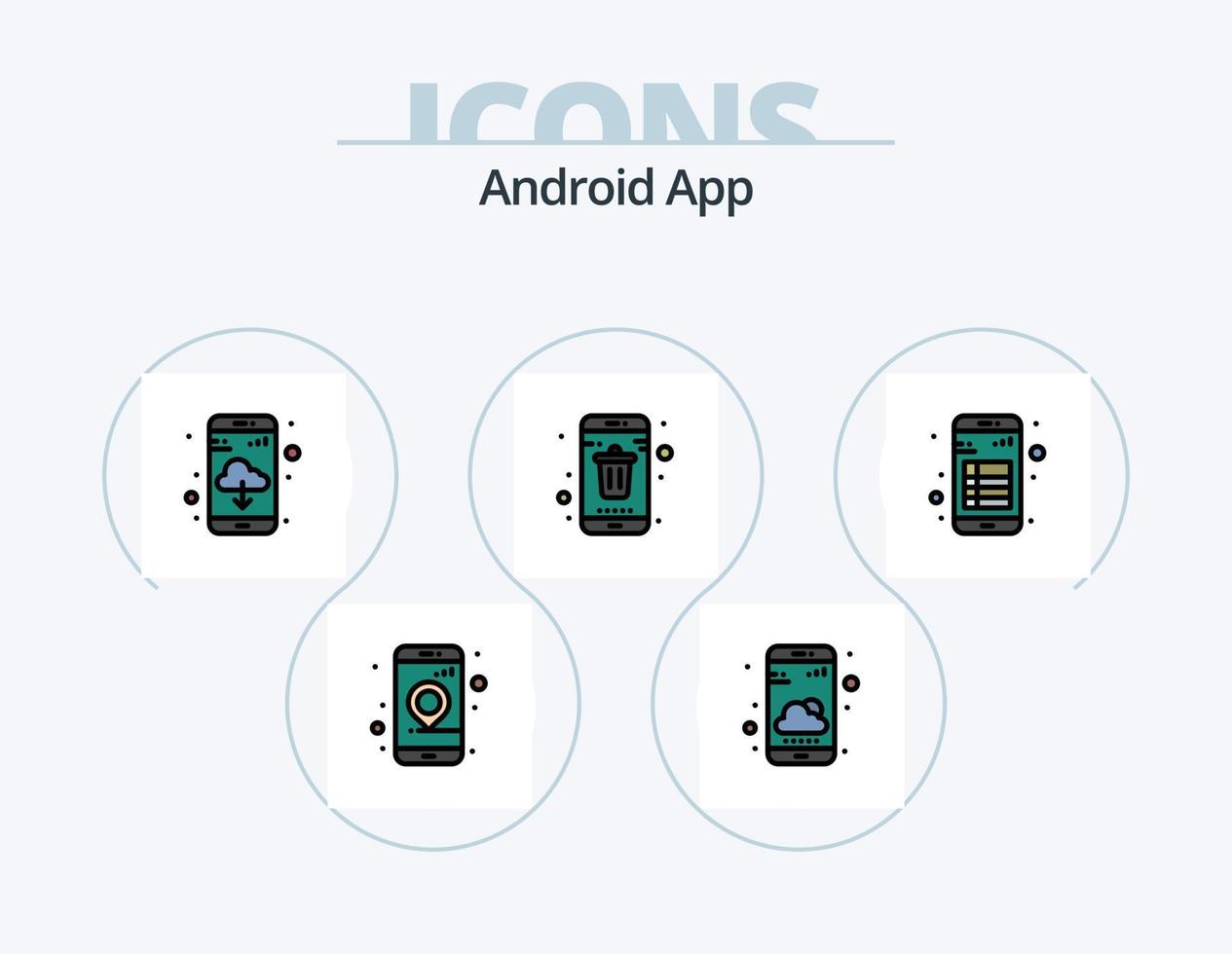 Android App Line Filled Icon Pack 5 Icon Design. user. interface. date. app. phone vector