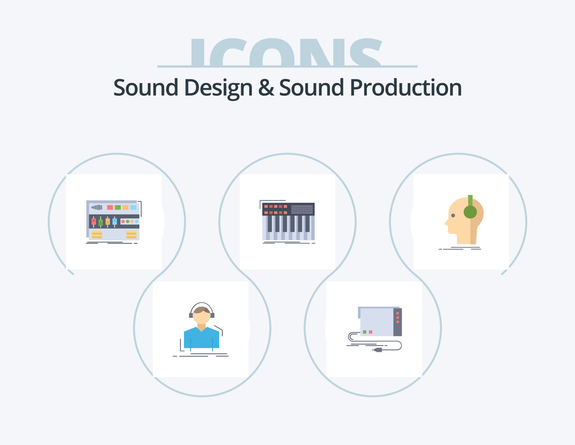 Sound Design And Sound Production Flat Icon Pack 5 Icon Design. midi ...