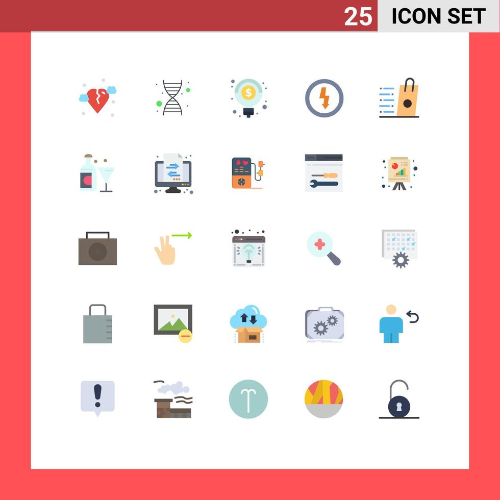 25 iconos creativos signos y símbolos modernos de tienda comprar ideas bolsa electricidad elementos de diseño vectorial editables vector