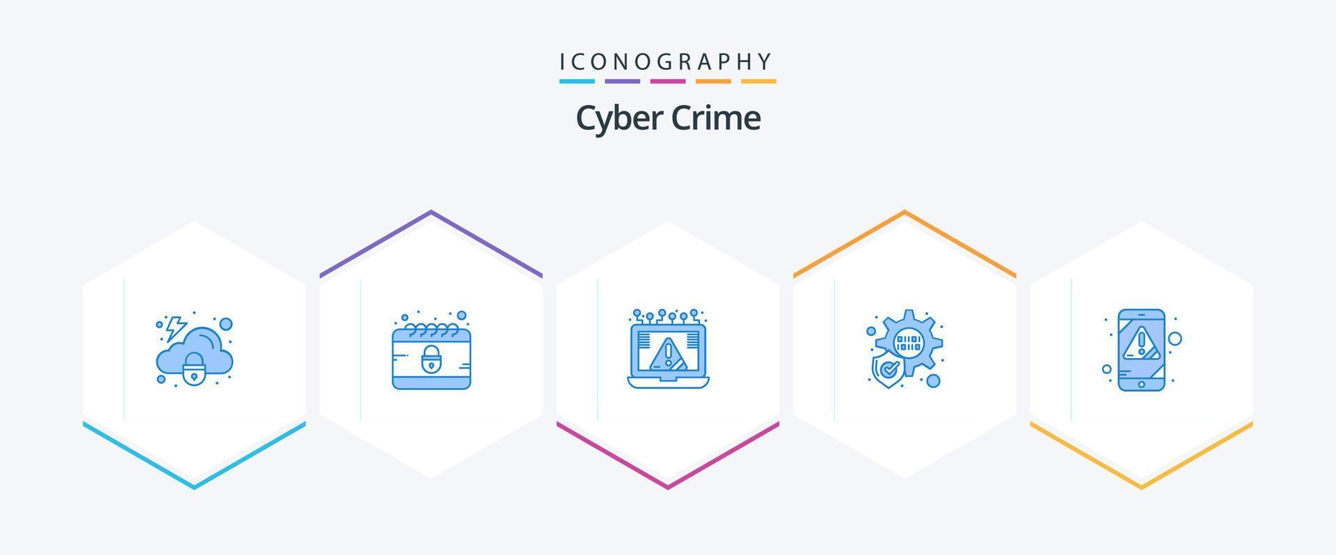 Cyber Crime 25 Blue icon pack including error. connection. protection. security vector