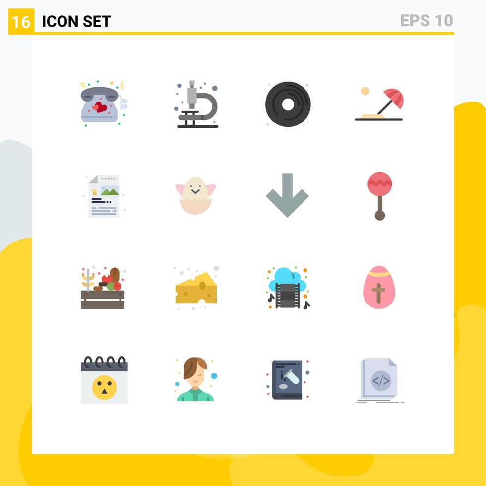 Universal Icon Symbols Group of 16 Modern Flat Colors of file creative dvd sun destination Editable Pack of Creative Vector Design Elements