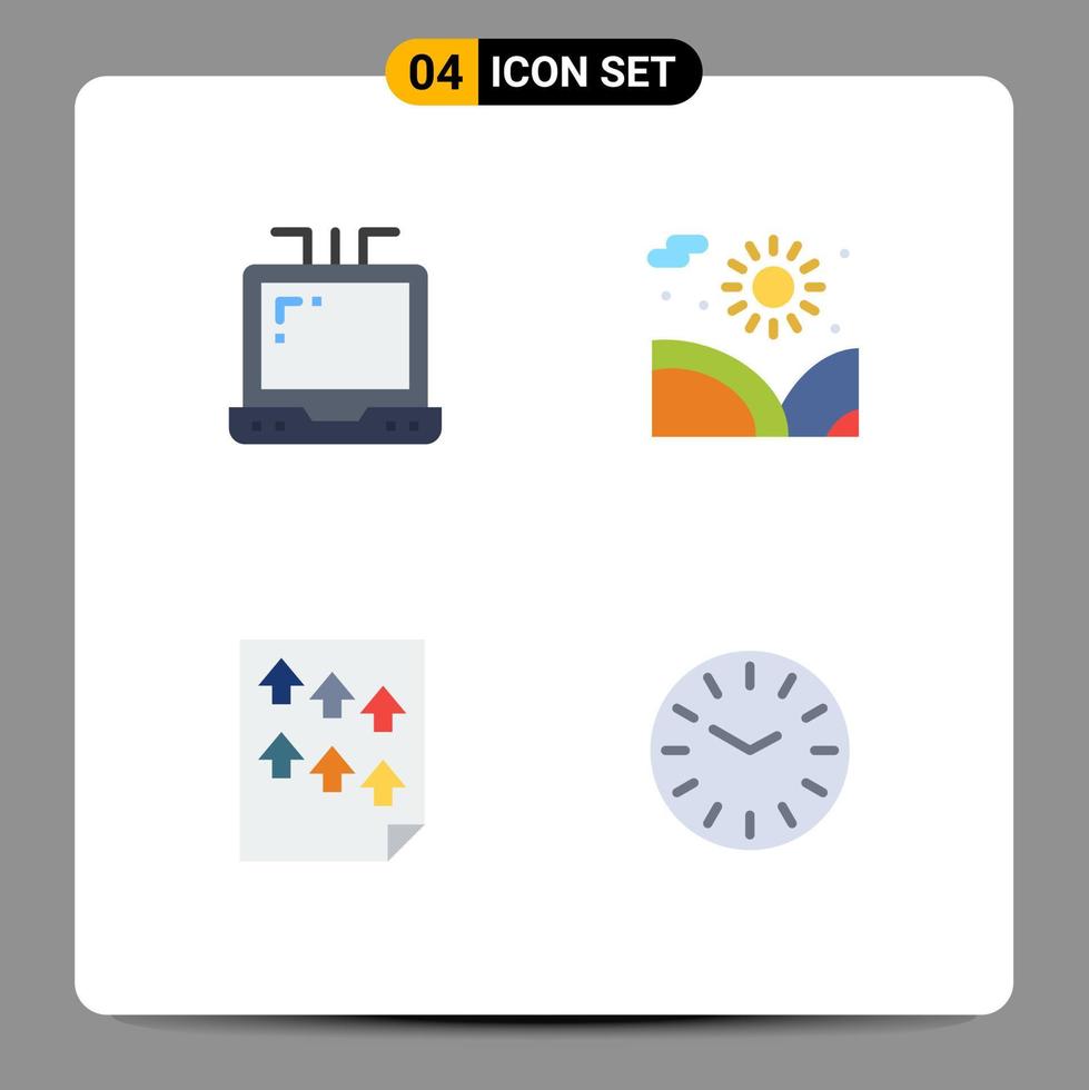 4 iconos creativos signos y símbolos modernos de elementos de diseño de vector editables de tiempo de datos de jardín de papel de computadora portátil