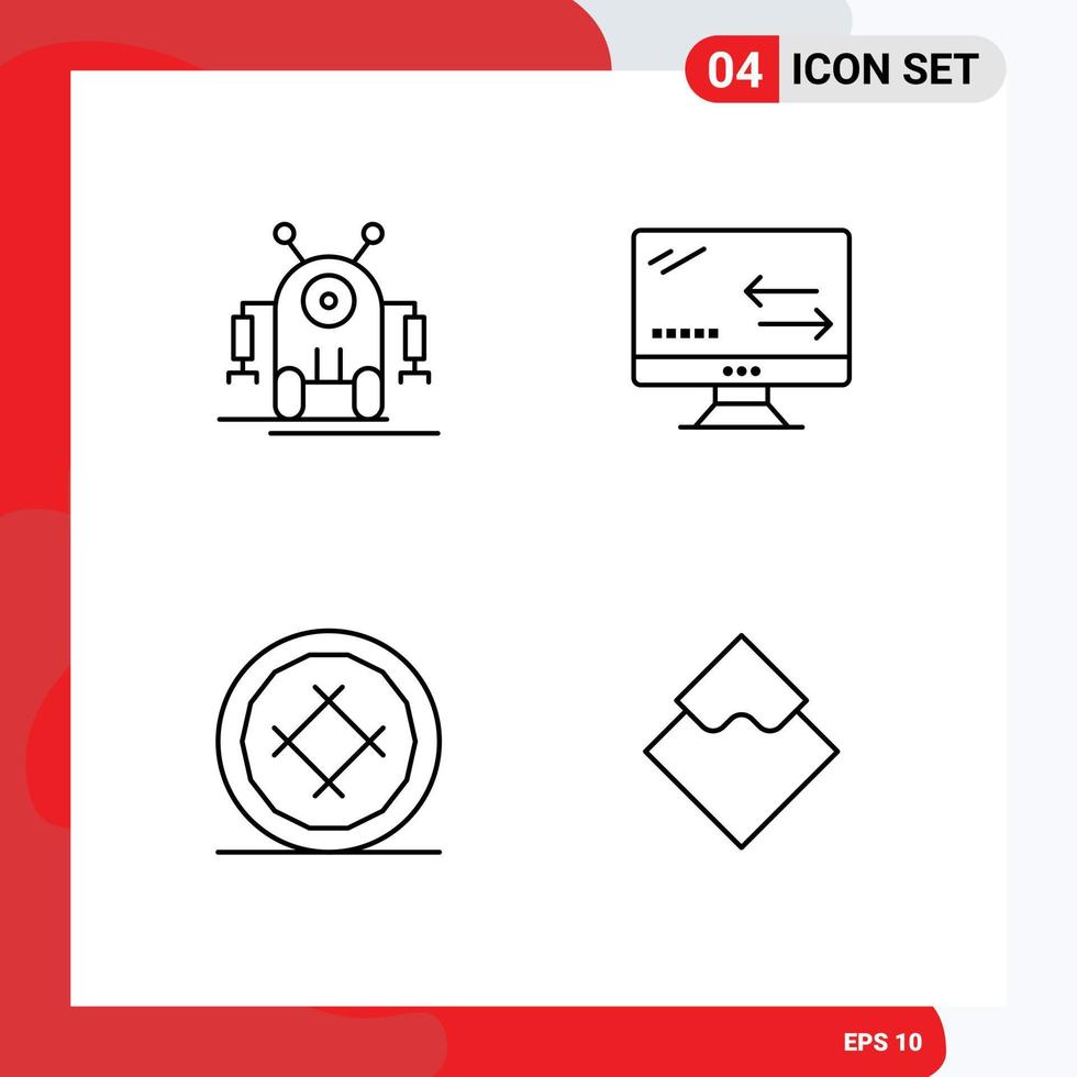 Editable Vector Line Pack of 4 Simple Filledline Flat Colors of human cake technology arrows food Editable Vector Design Elements