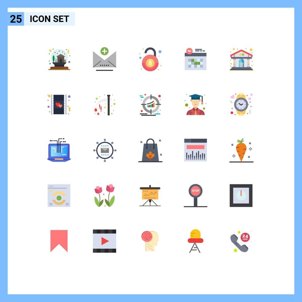 Set of 25 Modern UI Icons Symbols Signs for show day bank clock calendar Editable Vector Design Elements