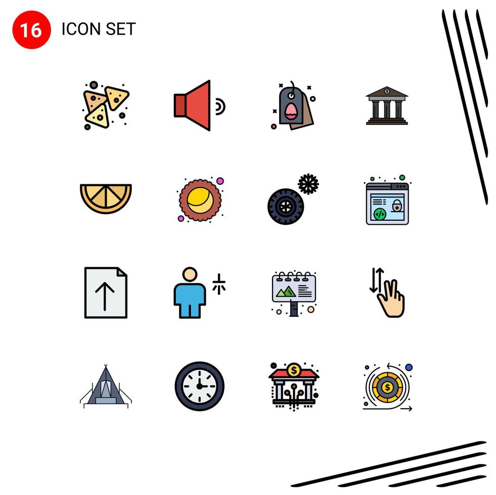 Set of 16 Modern UI Icons Symbols Signs for fruit money egg building business Editable Creative Vector Design Elements