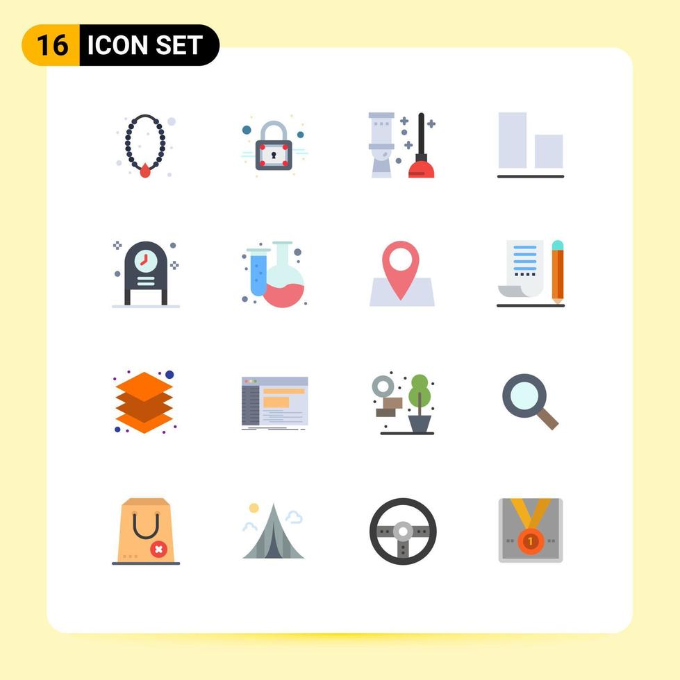 Pictogram Set of 16 Simple Flat Colors of disco celebration toilet vertical align Editable Pack of Creative Vector Design Elements