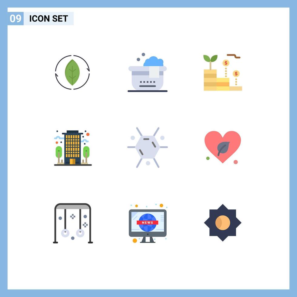 Stock Vector Icon Pack of 9 Line Signs and Symbols for heart molecule growth biology company Editable Vector Design Elements