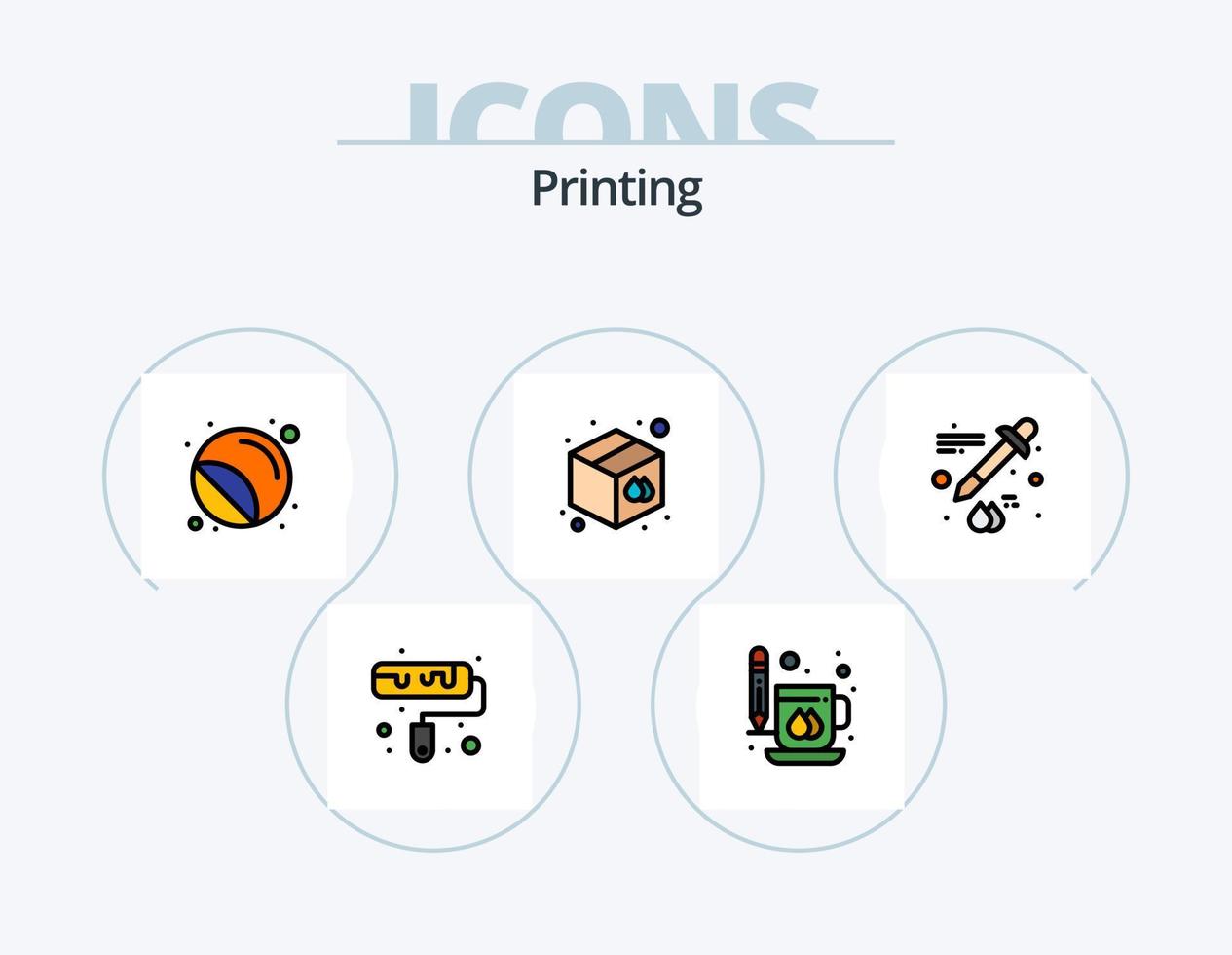 Printing Line Filled Icon Pack 5 Icon Design. print. calendar. print. advertisement. print vector