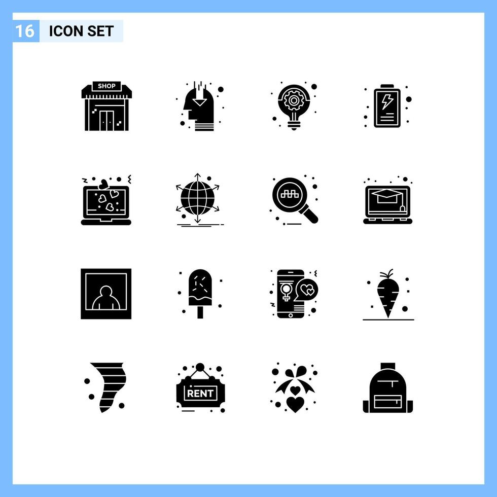 16 Creative Icons Modern Signs and Symbols of laptop user public opinion interface idea Editable Vector Design Elements