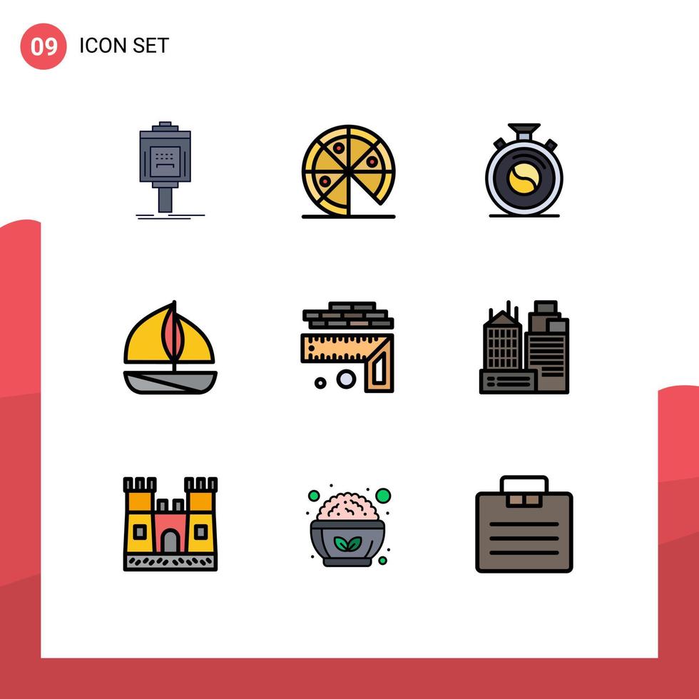 9 Creative Icons Modern Signs and Symbols of level measurement clock ship beach Editable Vector Design Elements