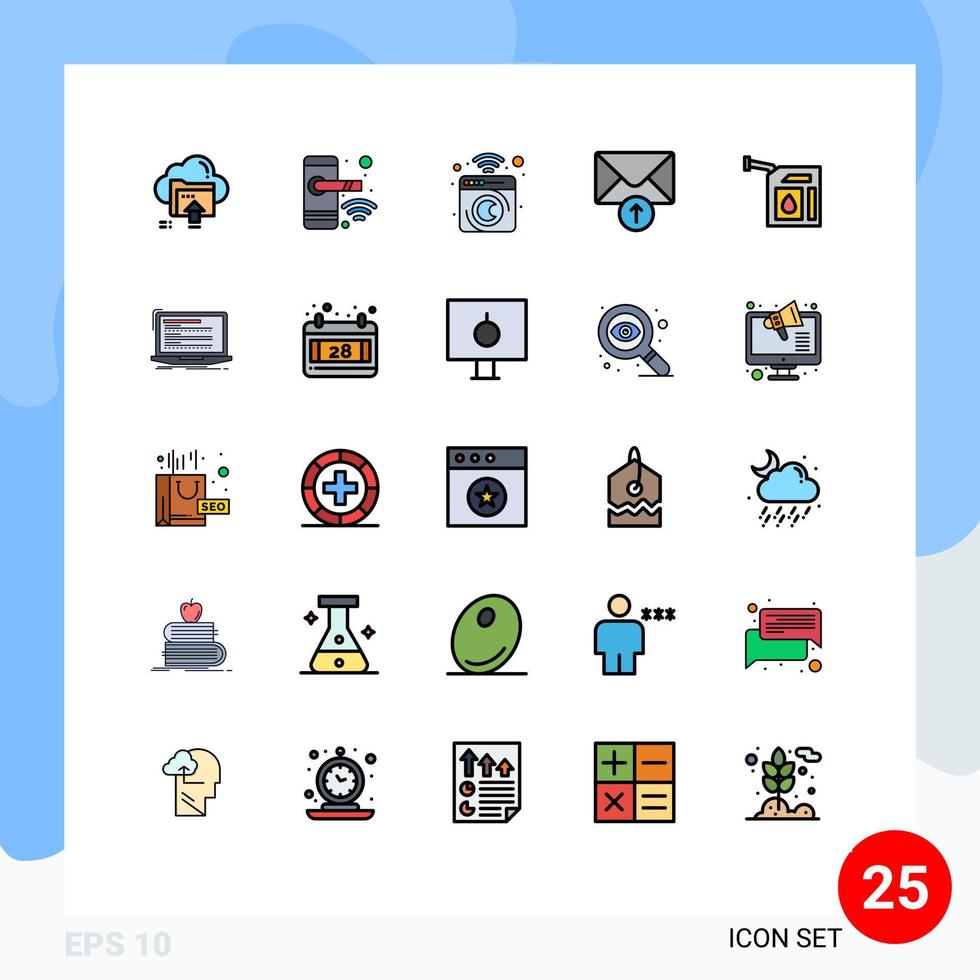 Stock Vector Icon Pack of 25 Line Signs and Symbols for car message smart mail laundry Editable Vector Design Elements