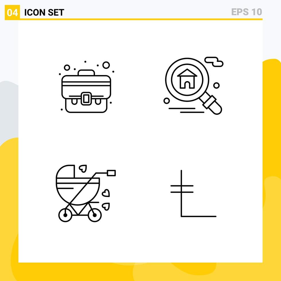 User Interface Pack of 4 Basic Filledline Flat Colors of business buggy bag real estate leo coin Editable Vector Design Elements