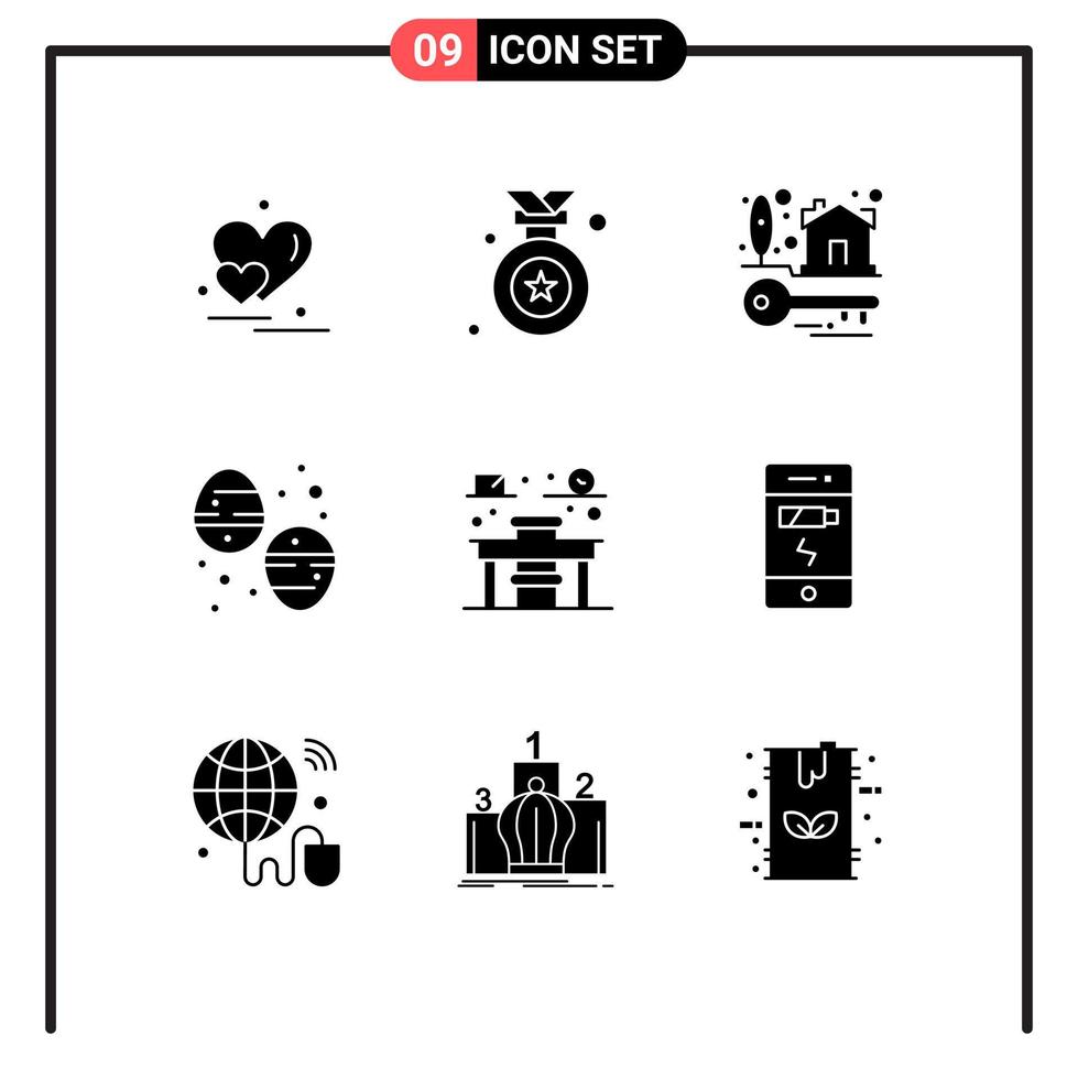 9 iconos creativos, signos y símbolos modernos de las llaves de la silla de la escuela, dulces, postres, elementos de diseño vectorial editables vector