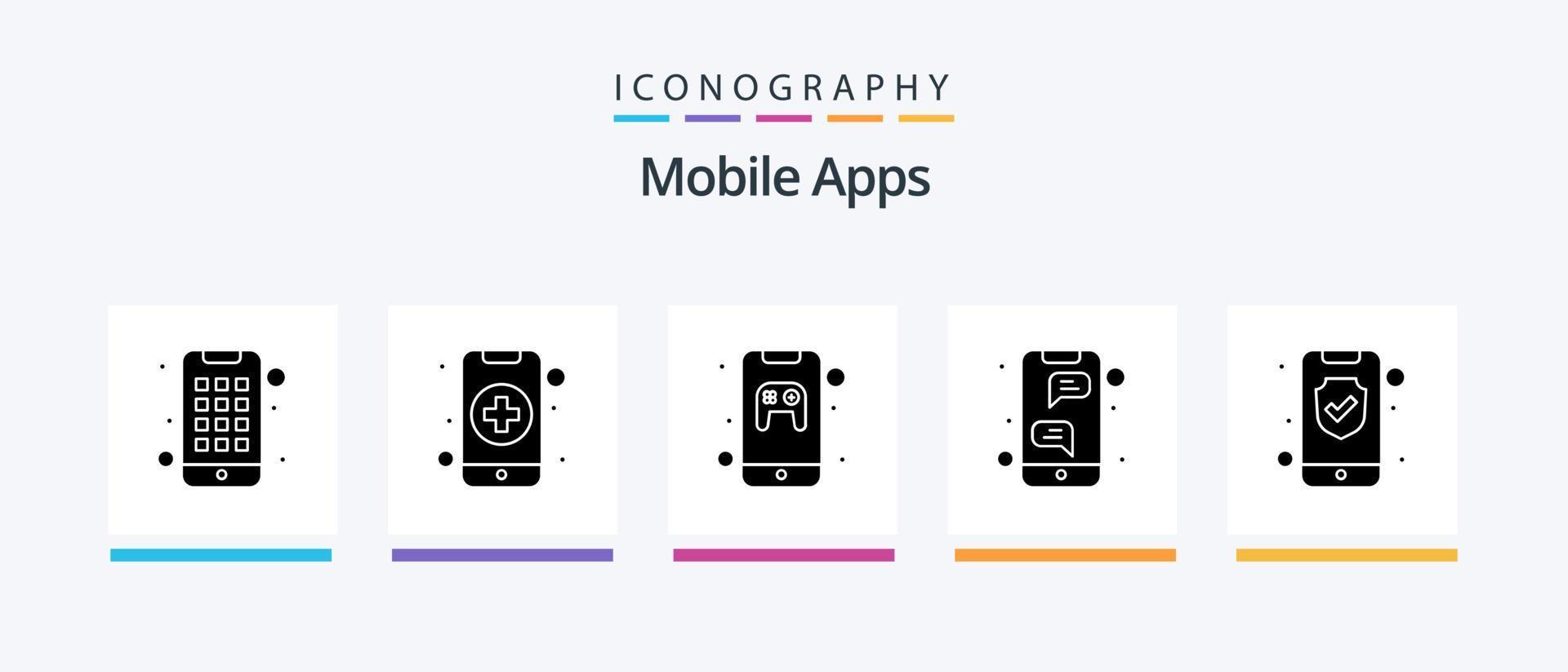 Mobile Apps Glyph 5 Icon Pack Including instant messenger. bubble. care. app. mobile. Creative Icons Design vector